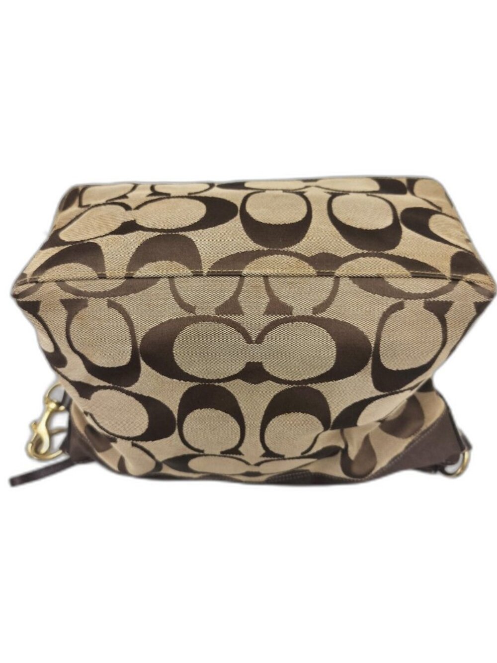 COACH Legacy 11689 Signature Monogram Canvas Shoulder Bag Hobo Handbag Tote Tan - Picture 7 of 15